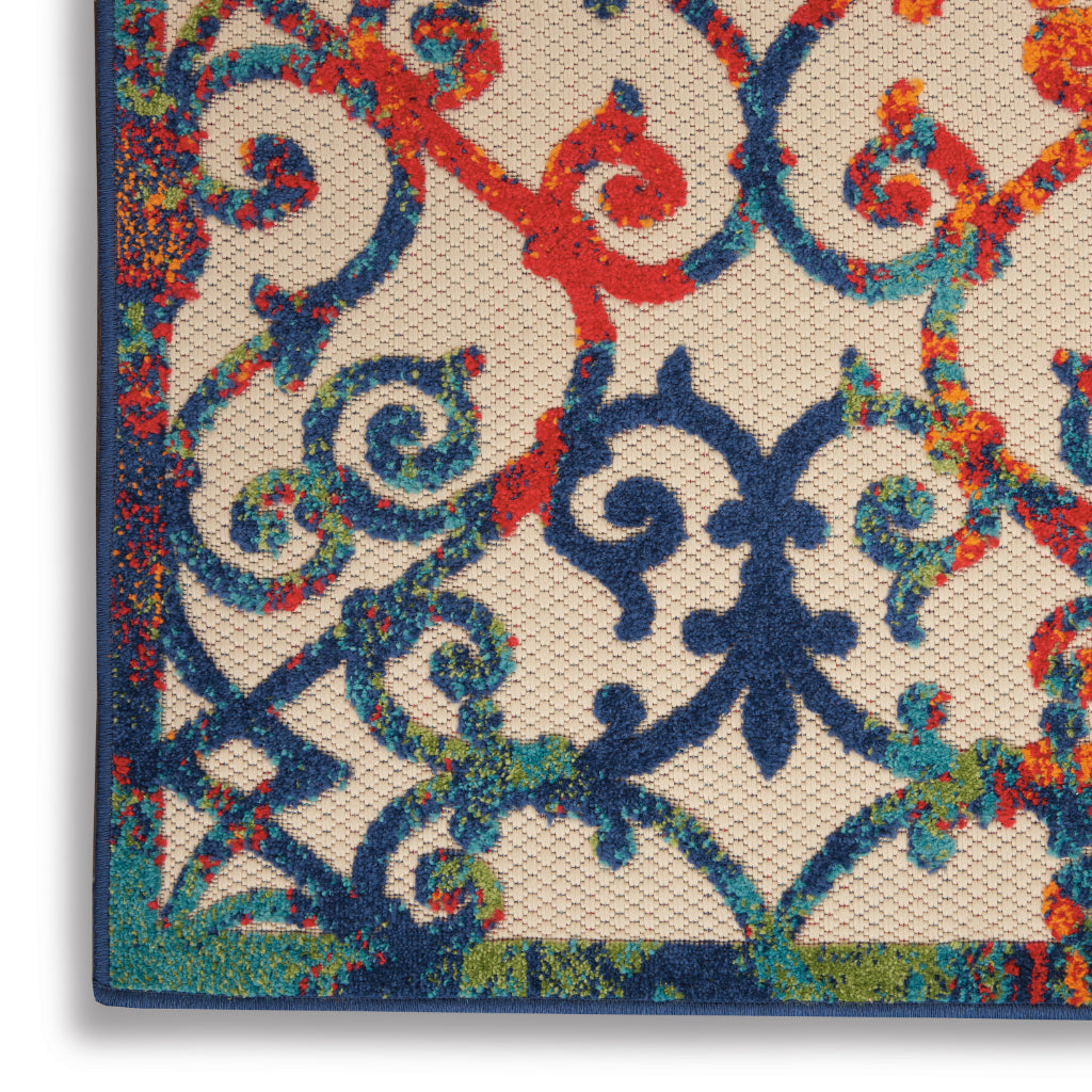 Nourison Home Aloha ALH21 Machine Made Multicolor Rectangle Area Rug - Stain Resistant Indoor &amp; Outdoor Low Pile Rug