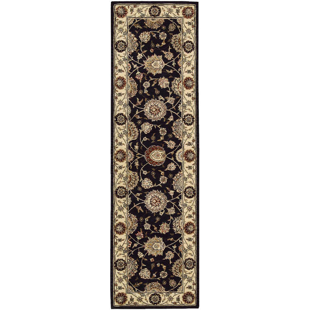 Nourison Home Nourison 2000 Multicolor 2204 Indoor Runner - Opulent Wool & Silk Floral Runner with Black Background-