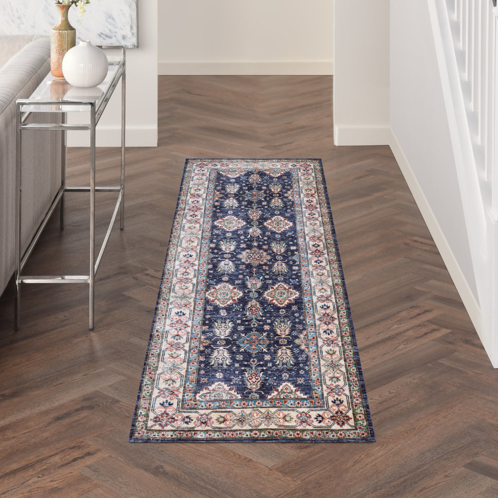 Nourison Home Fulton FUL01 Multicolor Indoor Runner - Vintage Style Flatweave Low Pile Runner with Shades of Blue-