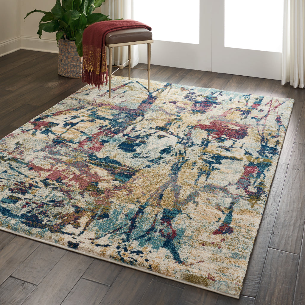Nourison Home Fusion FSS10 Multicolor Indoor Rectangle Area Rug - Modern Style Power Loomed Medium Pile Rug with Abstract Pattern-