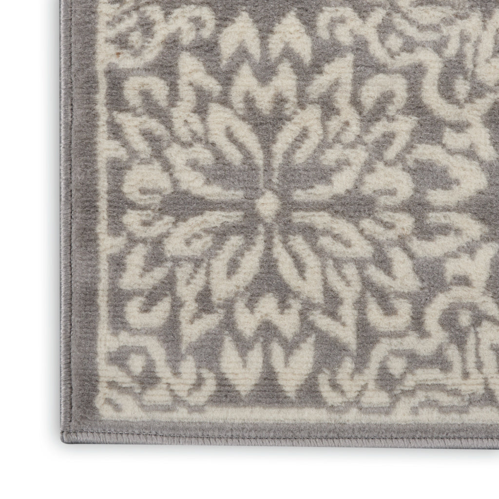 Nourison Home Jubilant JUB06 Gray Indoor Runner - Elegant Medium Pile Farmhouse Style Runner with Floral Design