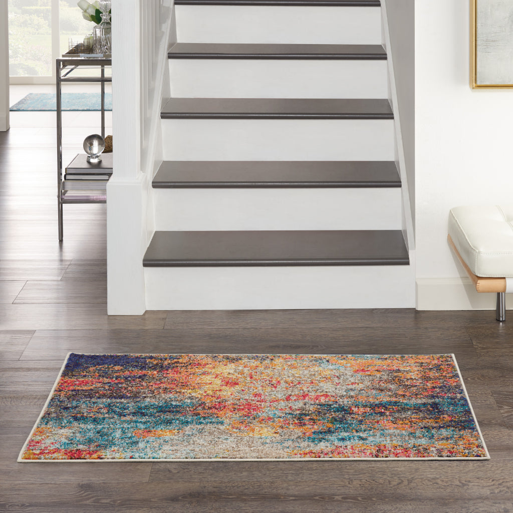 Nourison Home Celestial CES15 Multicolor Rectangle Indoor Area Rug - Power Loomed Modern Abstract Medium Pile Rug-