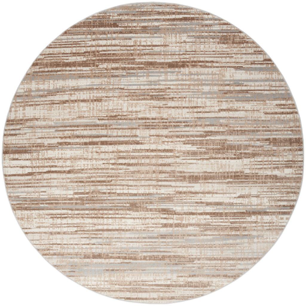 Nourison Home Elation ETN01 Two-Color Indoor Round Area Rug - Power Loomed Low Pile Living Room Rug with Abstract Design