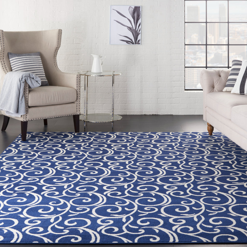 Nourison Home Grafix GRF19 Navy Rectangle Indoor Area Rug - Power Loomed Medium Pile Living Room Rug-
