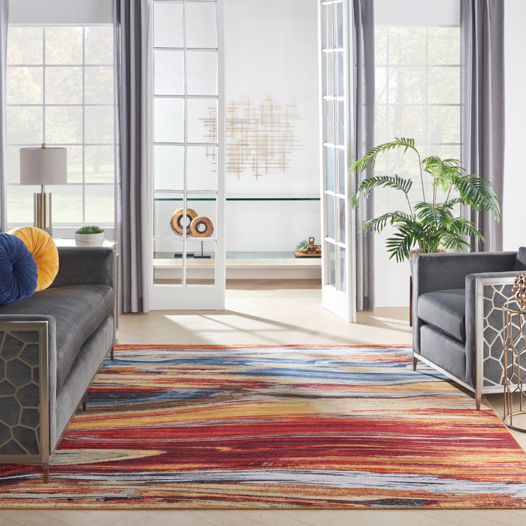 Nourison Home Chroma CRM04 Multicolor Rectangle Indoor Area Rug - Modern Style Loom-Woven Medium Pile Rug-