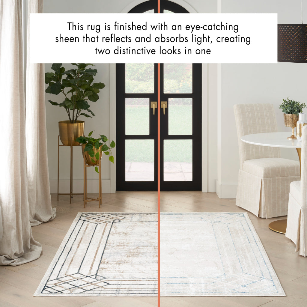Nourison Home Glam GLM03 Two-Color Indoor Rectangle Area Rug - Low Pile Rug with Abstract Design