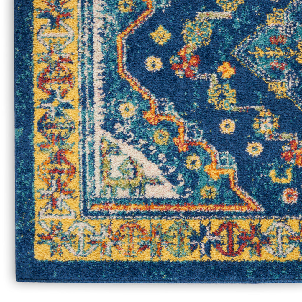 Nourison Home Allur ALR02 Power Loomed Multicolor Rectangle Area Rug - Indoor Rug with Blue Tribal Pattern