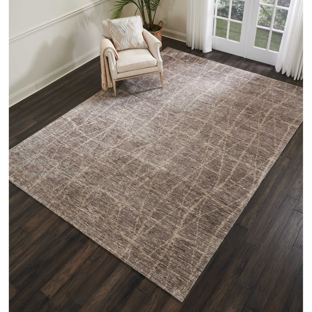Nourison Home Ellora ELL02 Brown Rectangle Indoor Area Rug - Hand Knotted Medium Pile Living Room Rug-