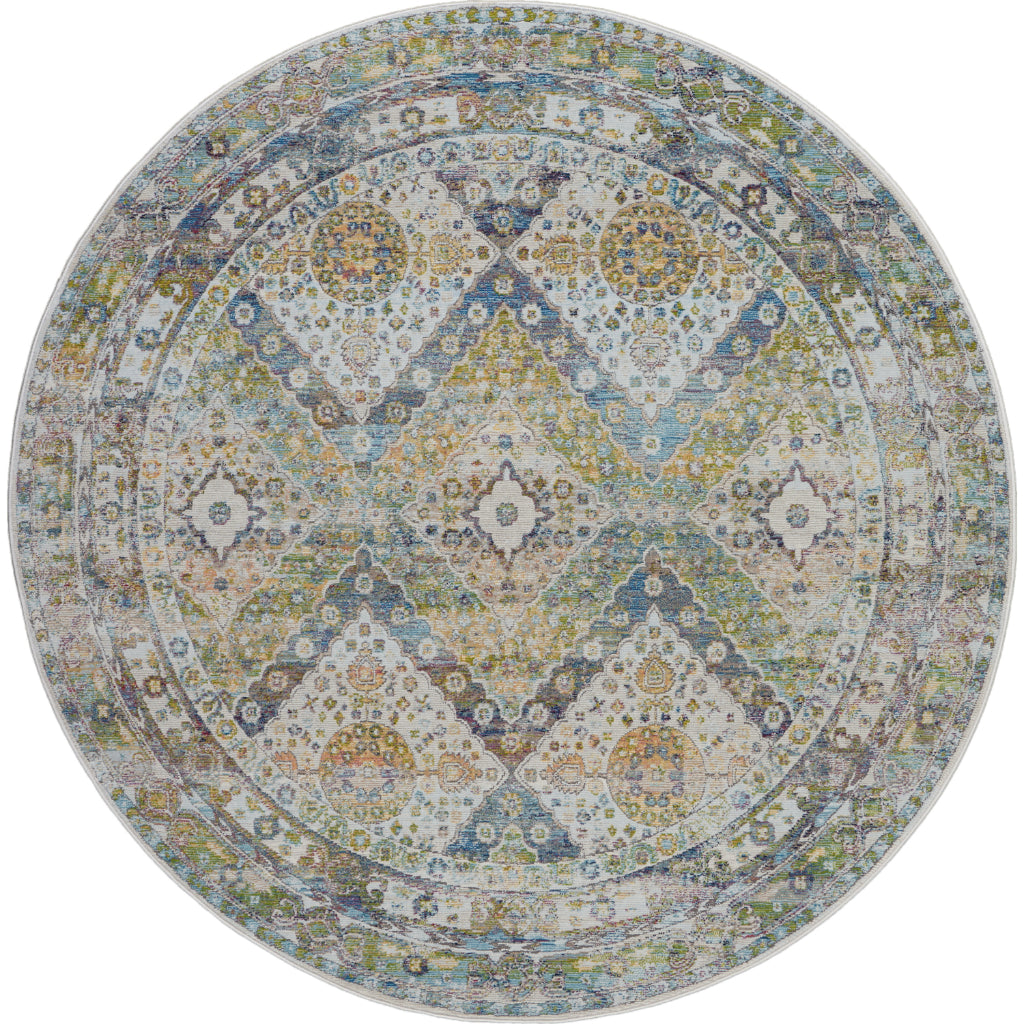 Nourison Home Global Vintage GLB07 Multicolor Indoor Round Area Rug - Medium Pile Vintage Persian Rug