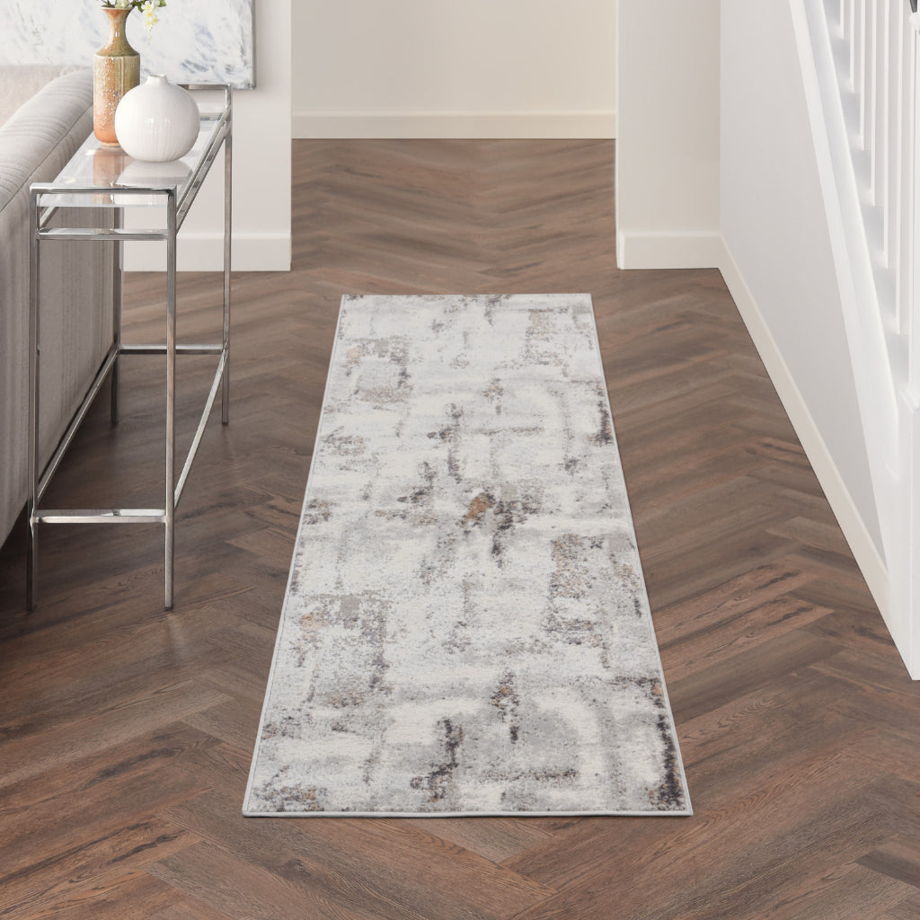 Nourison Home Elation ETN06 Multicolor Indoor Runner - Power Loomed Low Pile Hallway Runner with Gray & Black Abstract Design-