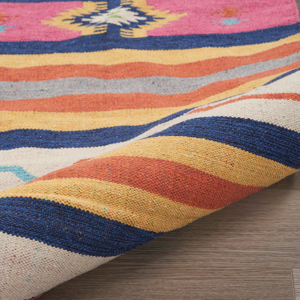 Nourison Home Baja BAJ01 Handmade Multicolor Runner - Reversible Indoor Runner with White Background-