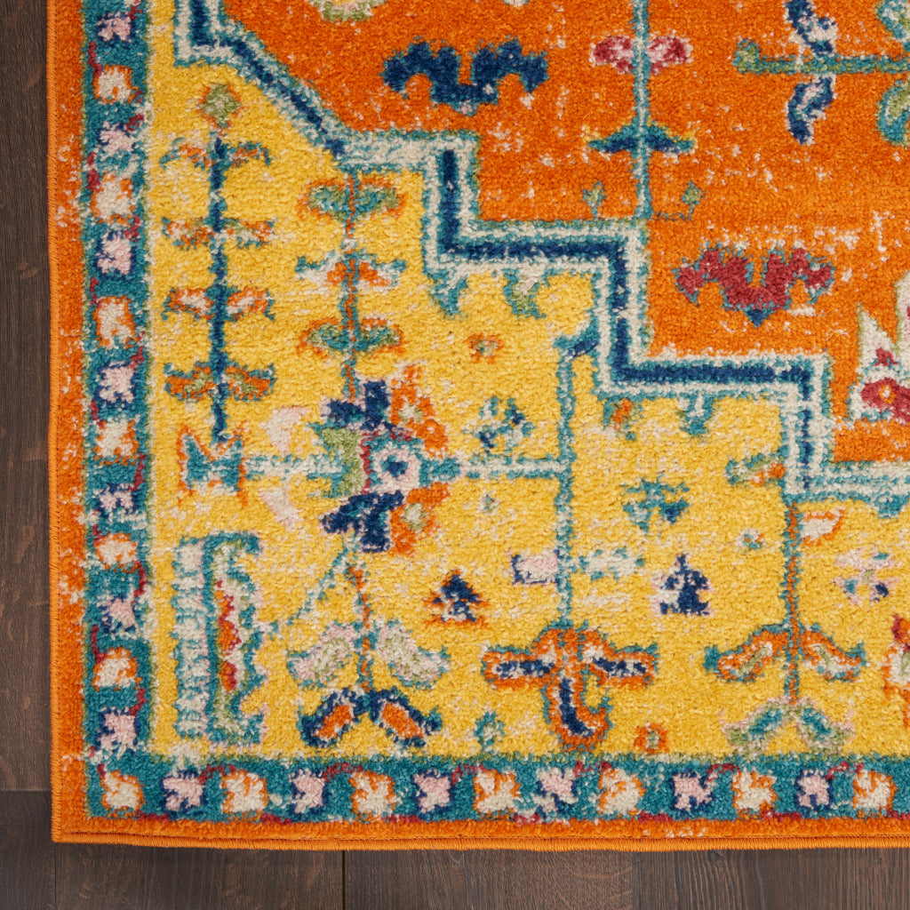 Nourison Home Allur ALR01 Machine Made Multicolor Rectangle Area Rug - Power Loomed Indoor Rug with Orange Persian Inspired Pattern-