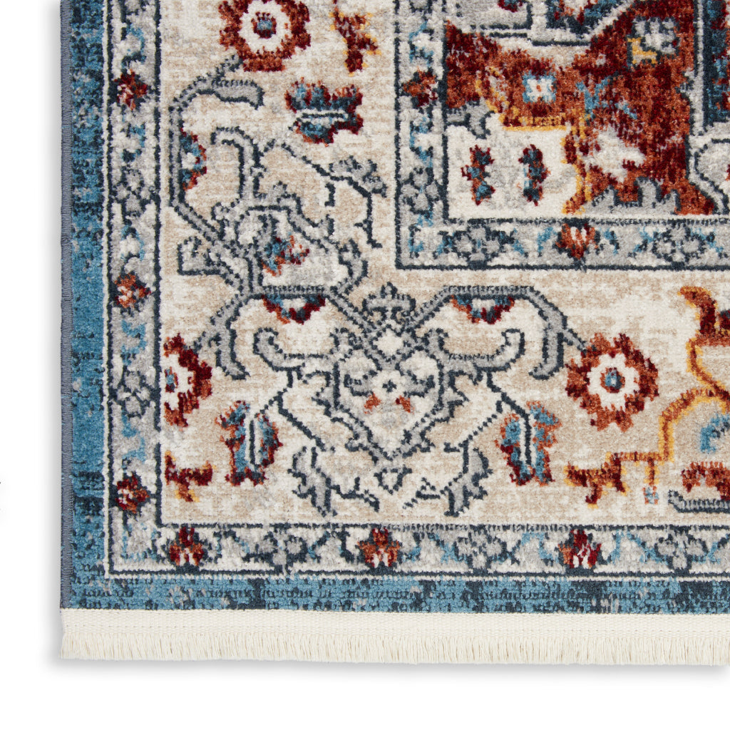 Nourison Home Geneva GNV02 Multicolor Power Loomed Rectangle Area Rug- Farmhouse Style Indoor Rug with Dark Blue &amp; Gray Palette