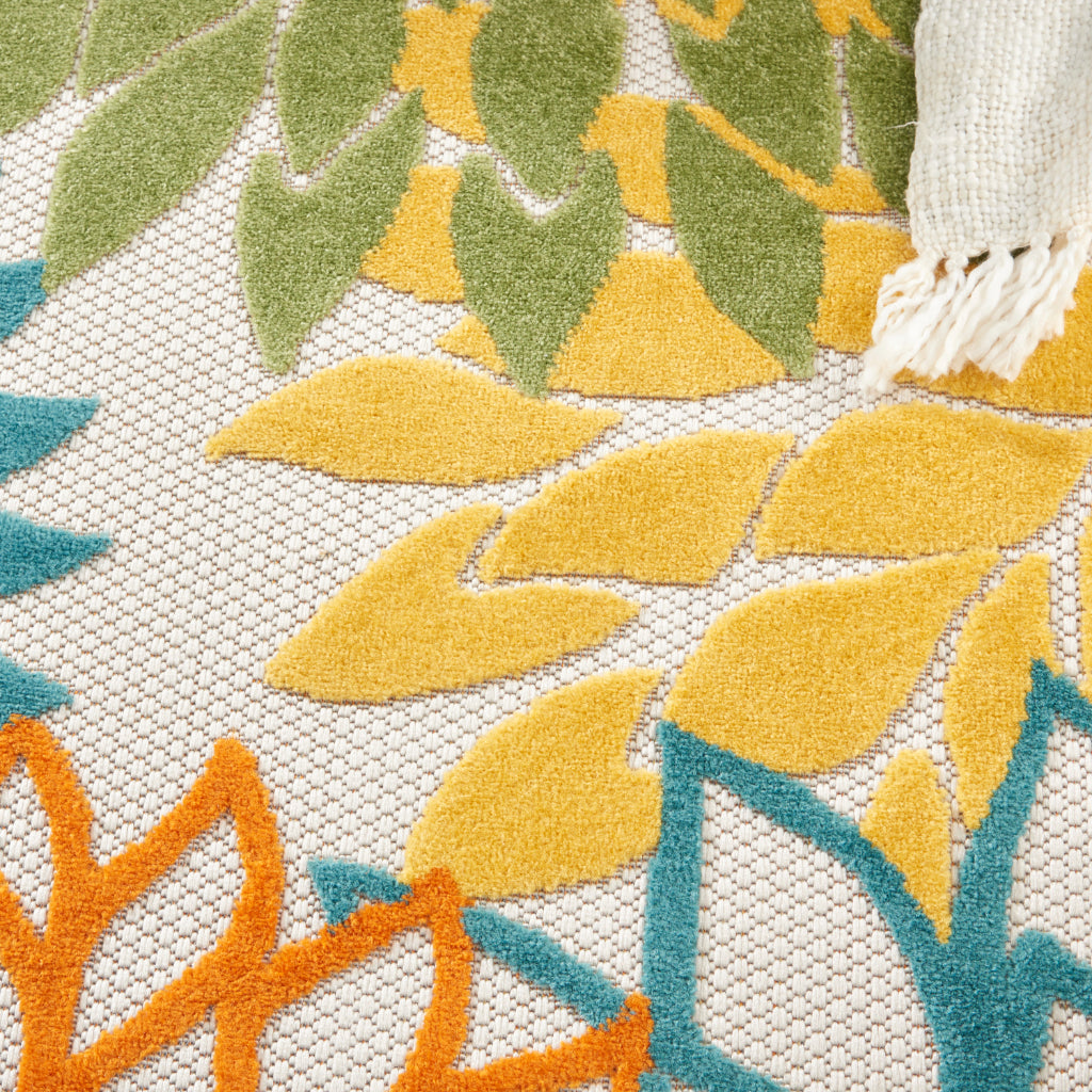 Nourison Home Aloha Indoor / Outdoor Machine Made Turquoise Multicolor ALH05 Area Rug - Premium Stain-Resistant Round, Rectangle & Runner Rug Made of 100% Polypropylene-