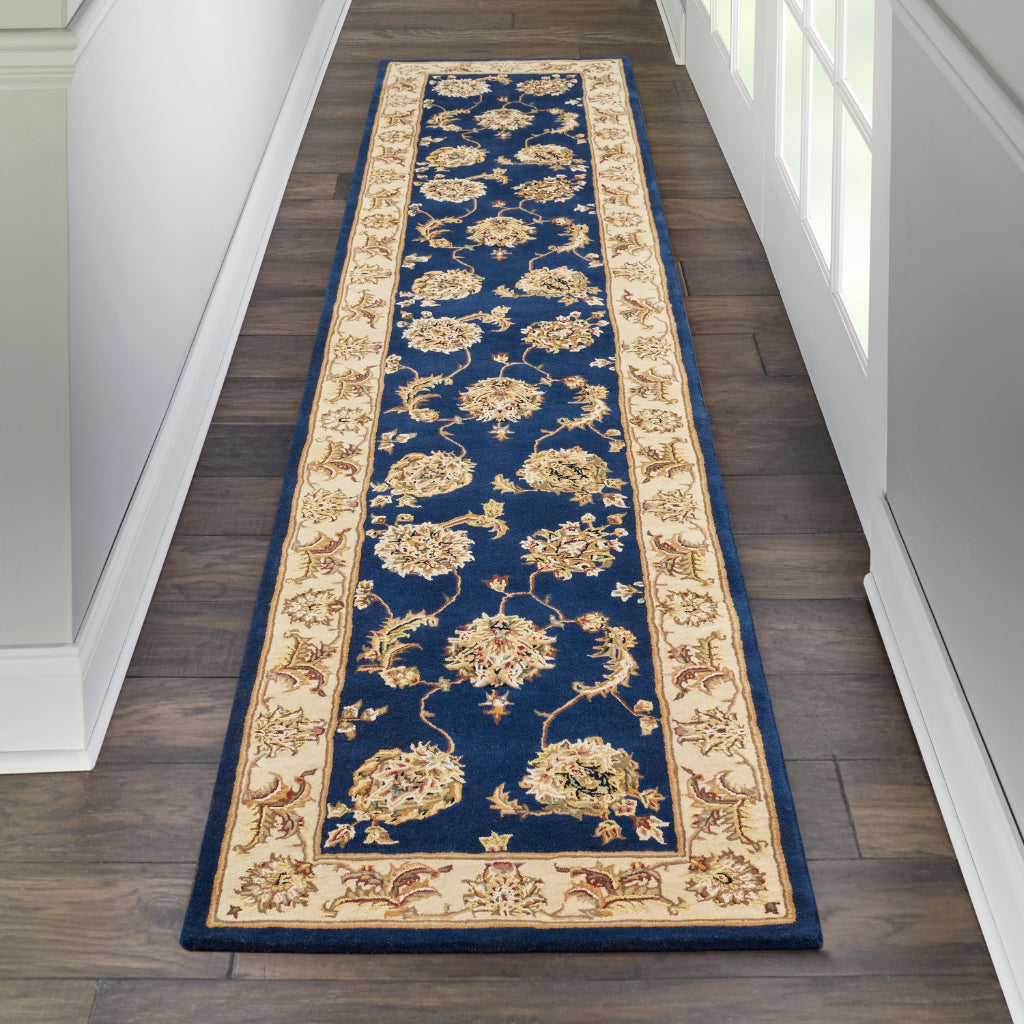 Nourison Home Nourison 2000 Multicolor 2022 Indoor Runner - Elegant Wool & Silk Floral Runner with Blue Background-