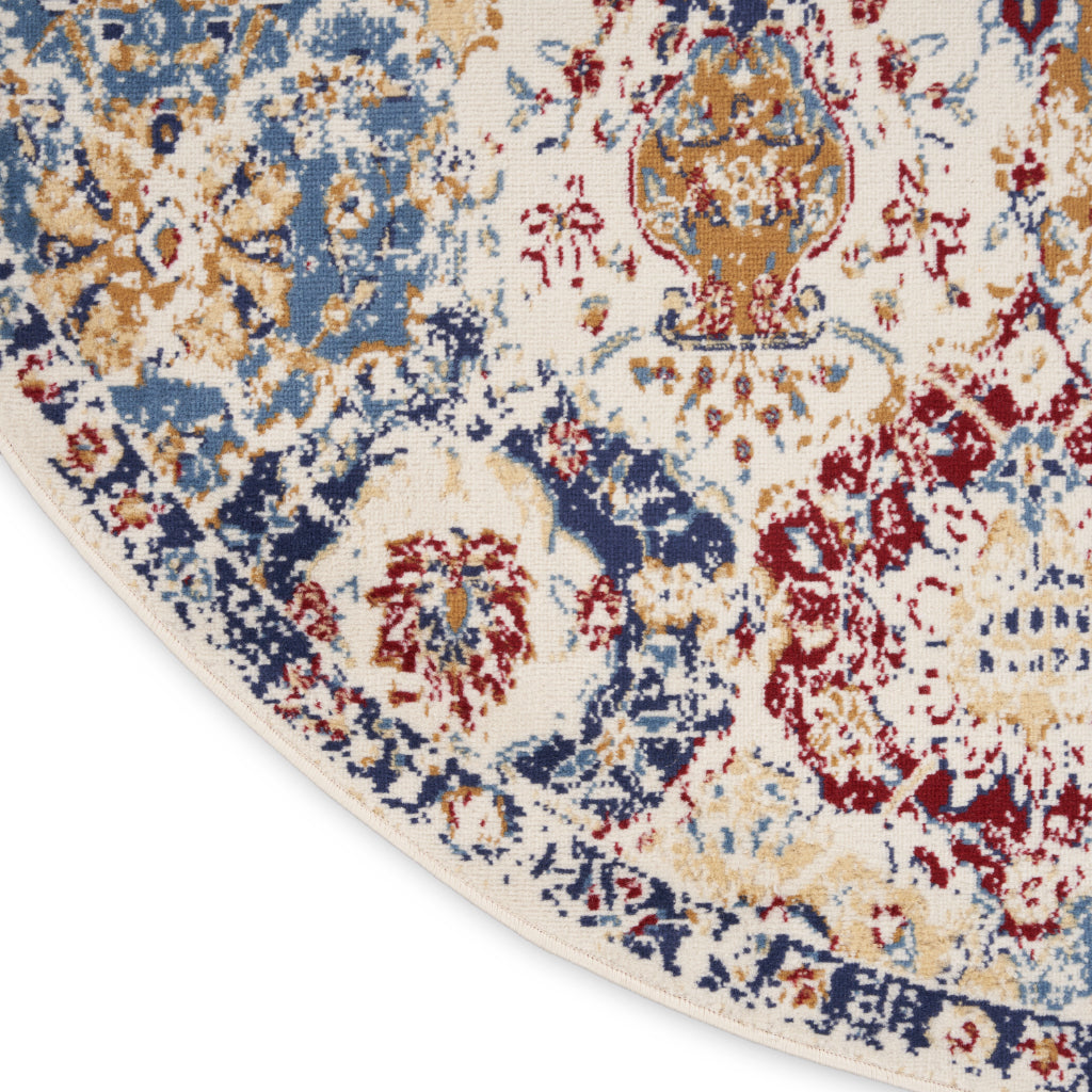 Nourison Home Grafix GRF31 Multicolor Indoor Round Area Rug - Distressed Vintage Finish Medium Pile Rug