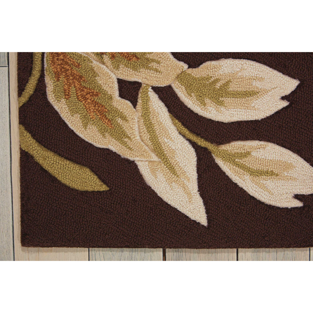 Nourison Home Fantasy FA11 Multicolor Indoor Rectangle Area Rug - Hand Hooked Low Pile Floral Rug with Brown Background