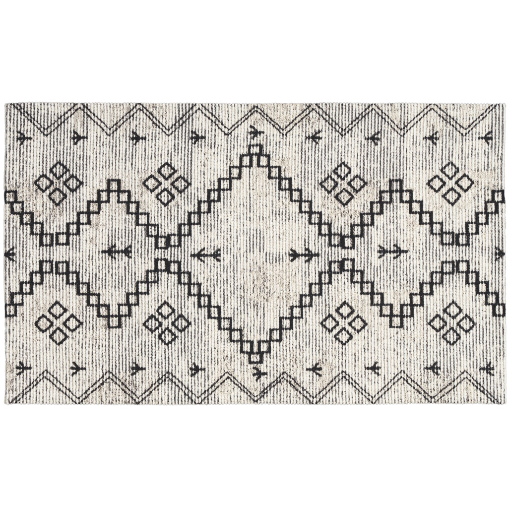 Nourison Home Brixton BRX01 Two-Color Indoor Rectangle Accent Rug - Loom Woven Low Pile Tribal Rug-