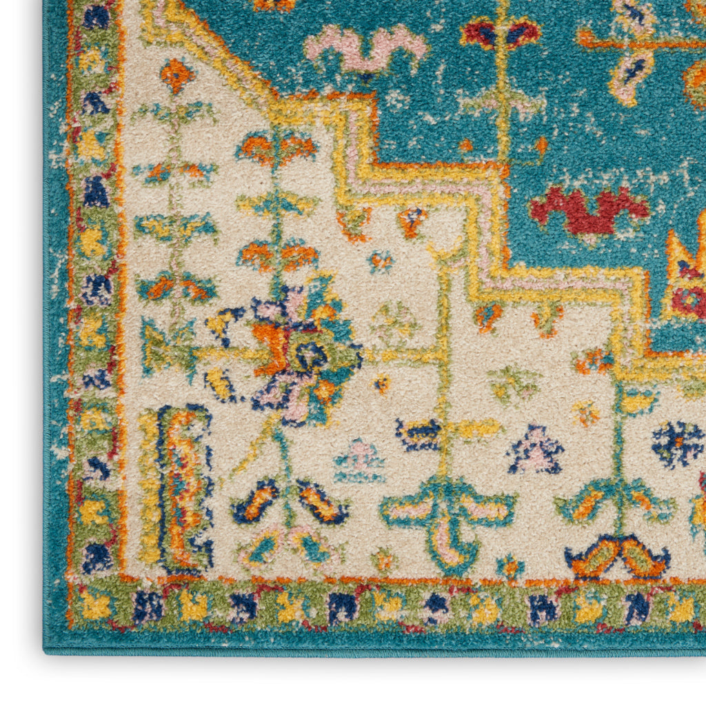 Nourison Home Allur ALR01 Machine Made Multicolor Rectangle Area Rug - Power Loomed Indoor Rug with Blue Persian Inspired Pattern-