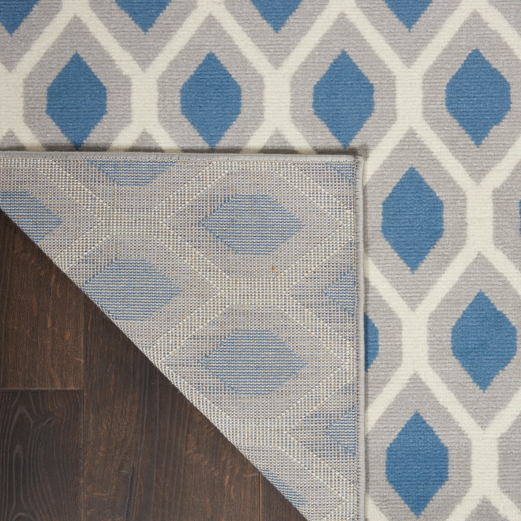 Nourison Home Grafix GRF22 Blue Rectangle Indoor Area Rug - Power Loomed Medium Pile Living Room Rug-