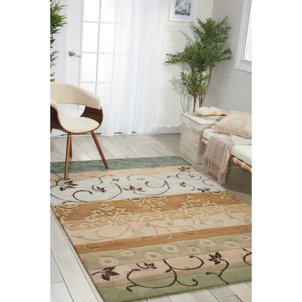 Nourison Home Contour CON10 Multicolor Indoor Rectangle Area Rug - Tufted Medium Pile Living Room Rug with Leaf & Vine Design-