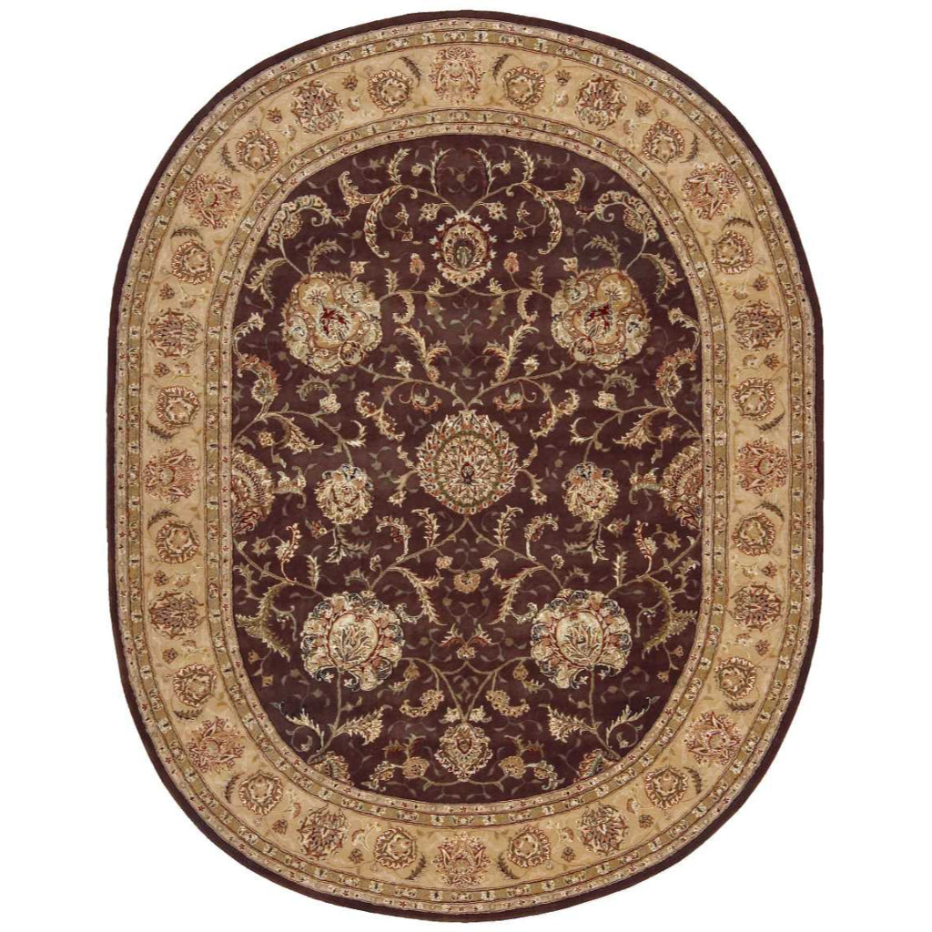 Nourison Home Nourison 2000 Multicolor 2206 Indoor Oval Area Rug - Premium Wool & Silk Floral Rug with Dark Brown Background-