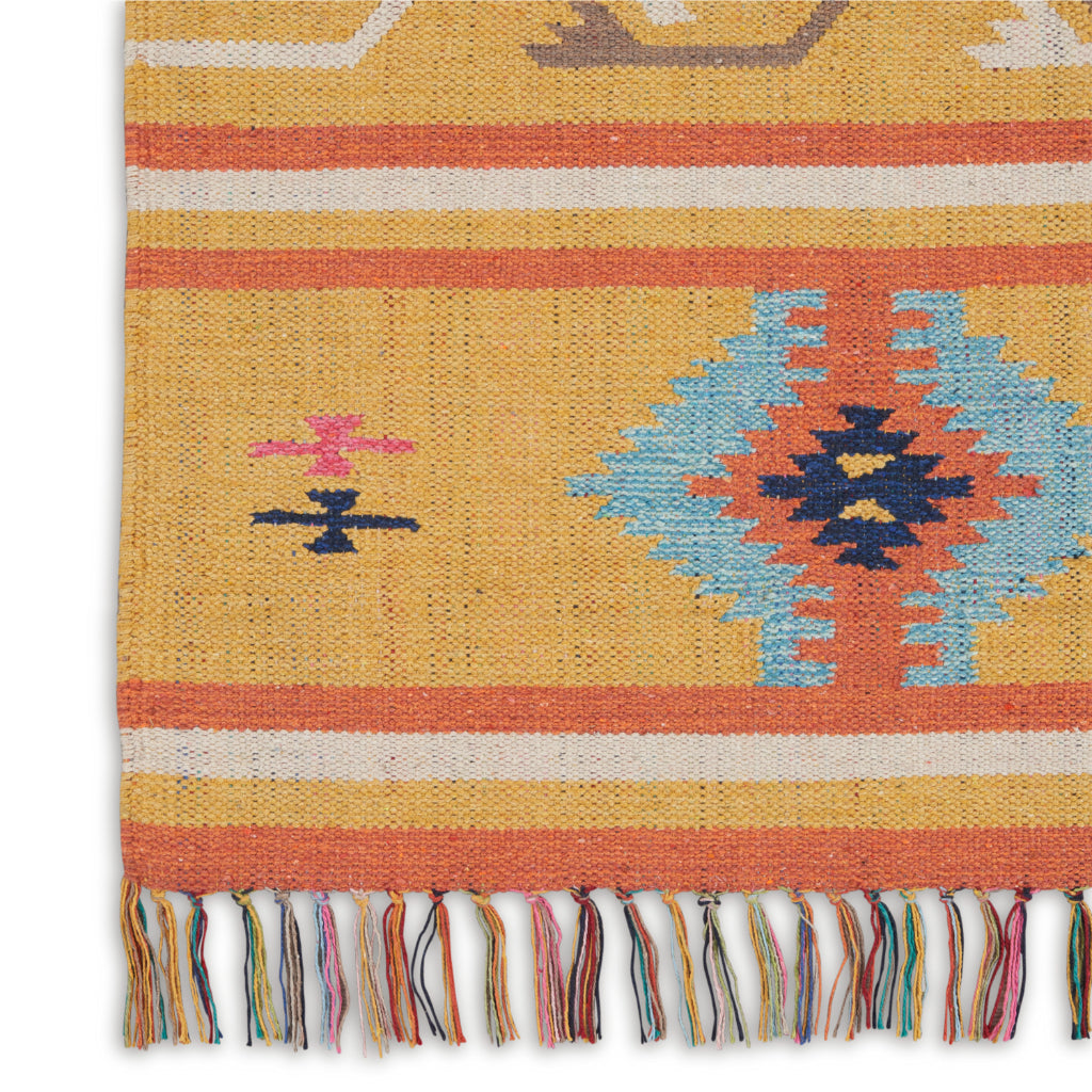 Nourison Home Baja BAJ03 Handmade Multicolor Rectangle Area Rug - Reversible Indoor Rug with Yellow Background