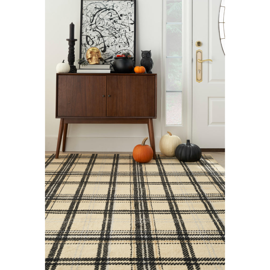 Nourison Home Grafix GRF03 Two-Color Indoor Rectangle Area Rug - Power Loomed Medium Pile Plaid Rug