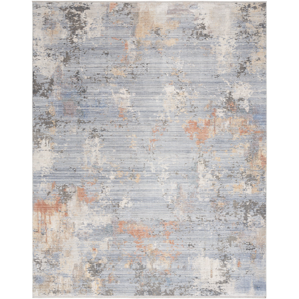 Nourison Home Abstract Hues ABH01 Multicolor Rectangle Area Rug - Power Loomed Indoor Abstract Design Rug with Gray-Blue Accent-