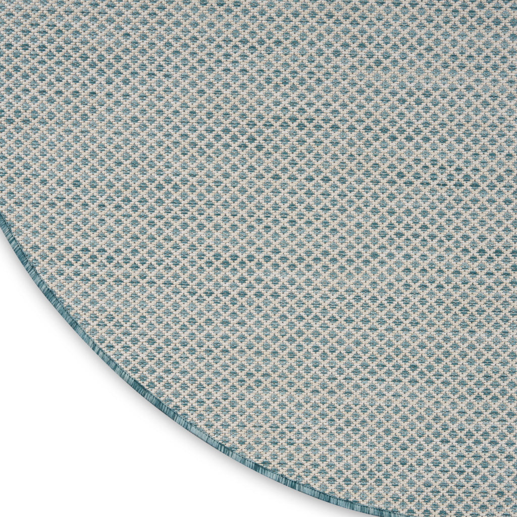 Nourison Home Courtyard COU01 Light Blue Indoor / Outdoor Round Rug - Modern Style Power Loomed Low Pile Rug