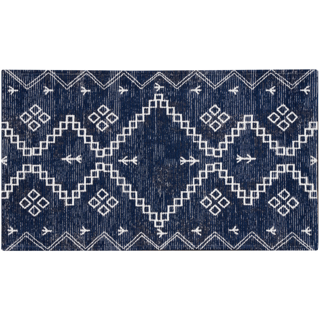 Nourison Home Brixton BRX01 Blue Indoor Rectangle Accent Rug - Loom Woven Low Pile Tribal Rug