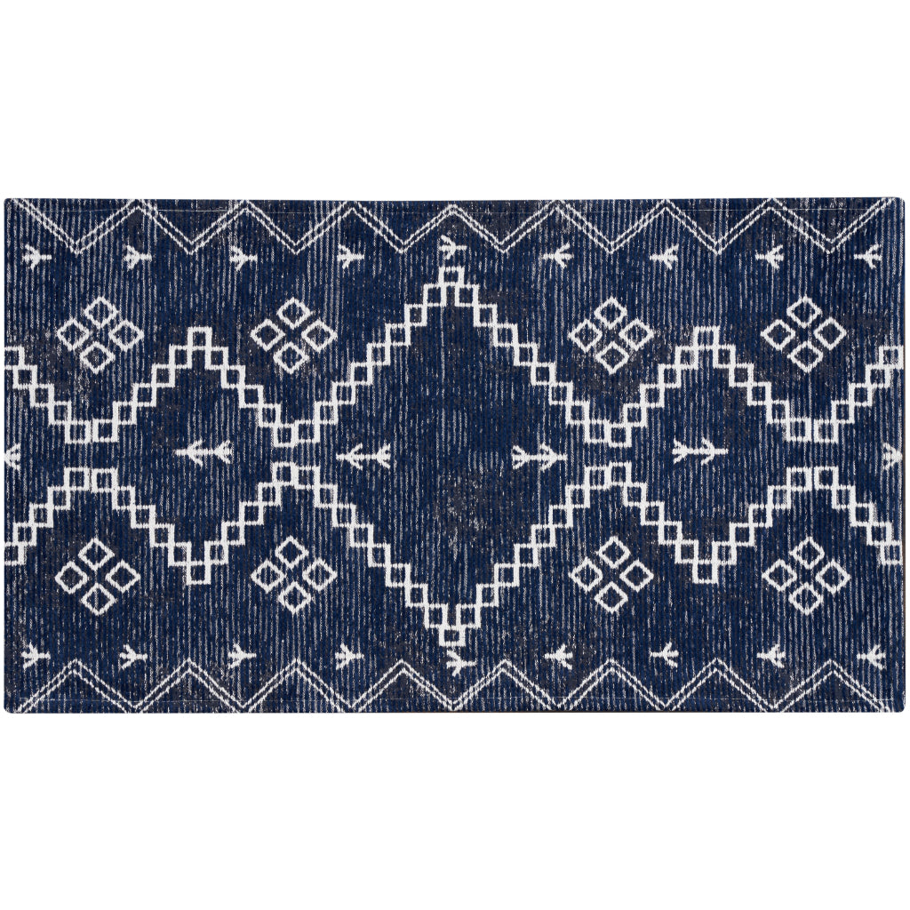 Nourison Home Brixton BRX01 Blue Indoor Rectangle Accent Rug - Loom Woven Low Pile Tribal Rug-