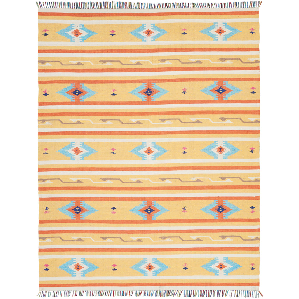 Nourison Home Baja BAJ03 Handmade Multicolor Rectangle Area Rug - Reversible Indoor Rug with Yellow Background