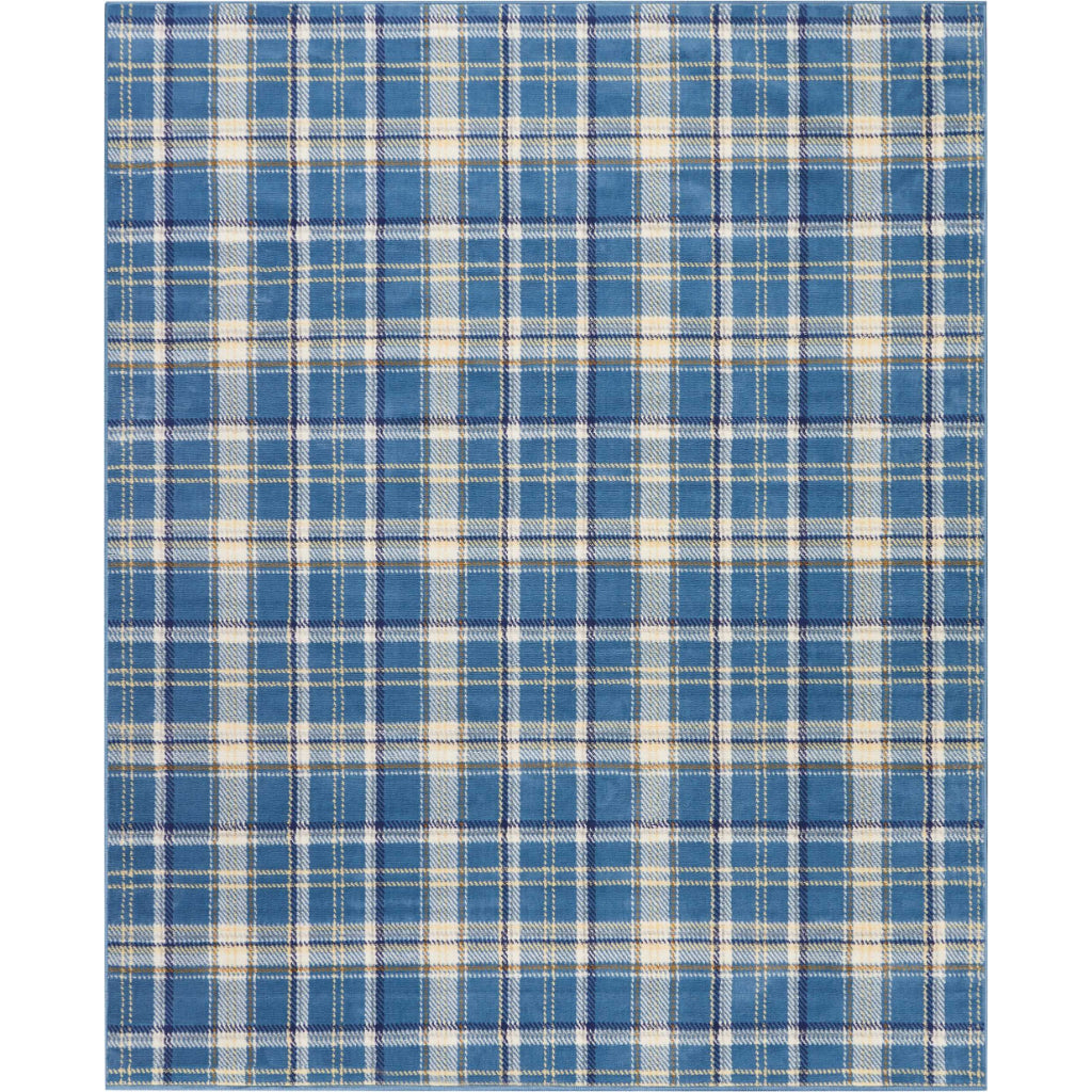 Nourison Home Grafix GRF03 Blue Indoor Rectangle Area Rug - Power Loomed Medium Pile Plaid Rug-