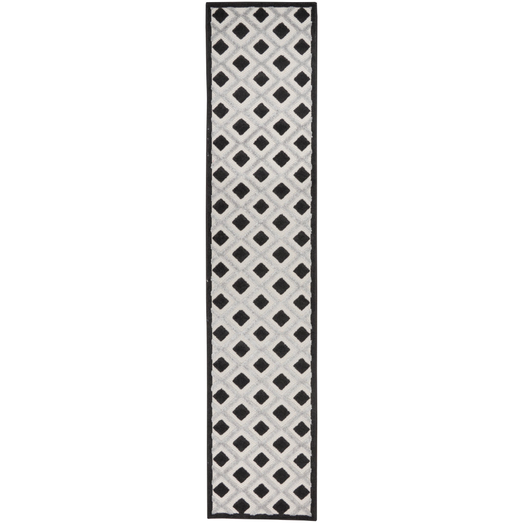 Nourison Home Aloha ALH26 Multicolor Runner - Stain Resistant Indoor / Outdoor Runner with Black & Gray Geometric Design-