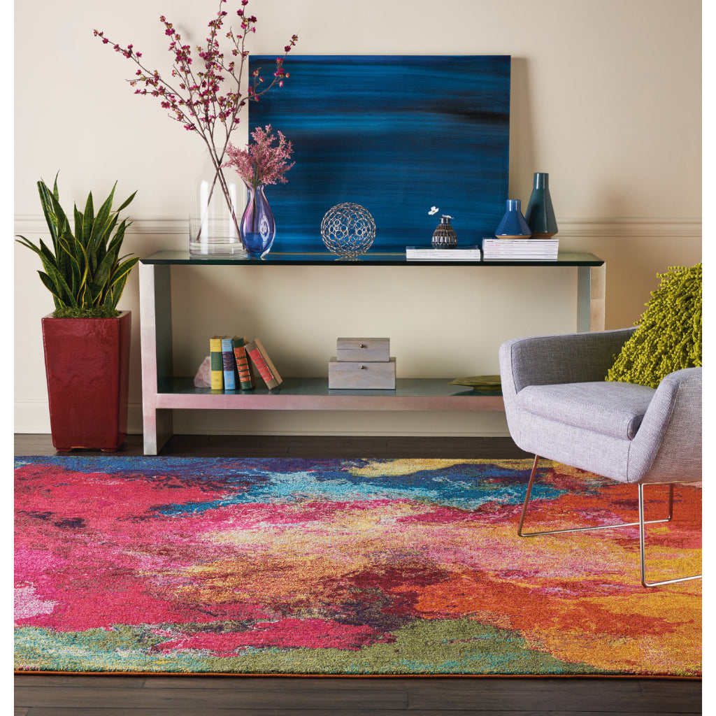 Nourison Home Celestial CES04 Multicolor Rectangle Indoor Area Rug - Power Loomed Modern Abstract Medium Pile Rug