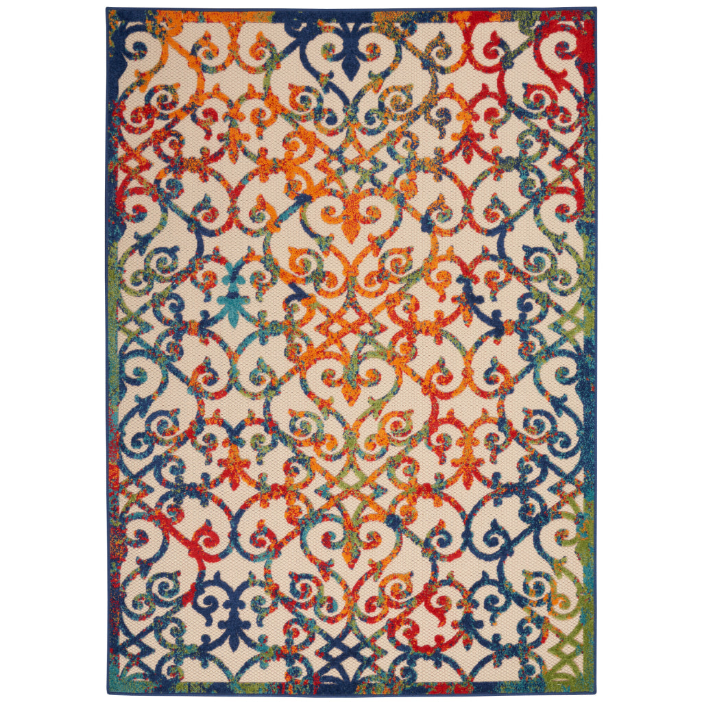 Nourison Home Aloha ALH21 Machine Made Multicolor Rectangle Area Rug - Stain Resistant Indoor & Outdoor Low Pile Rug-
