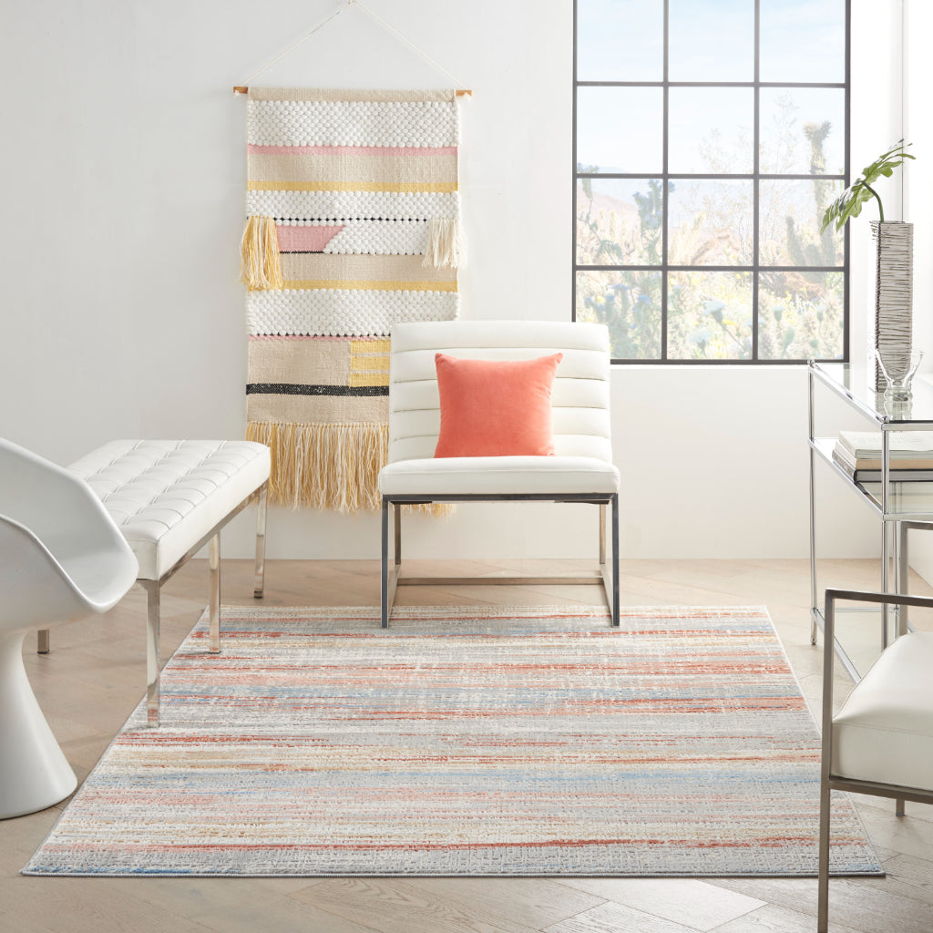 Nourison Home Elation ETN01 Multicolor Indoor Rectangle Area Rug - Power Loomed Low Pile Living Room Rug with Abstract Design-