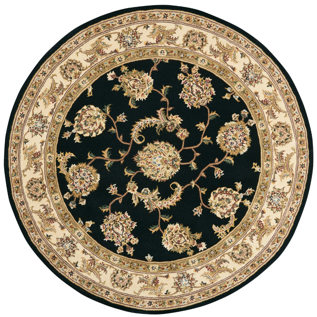 Nourison Home Nourison 2000 Multicolor 2022 Indoor Round Area Rug - Elegant Wool & Silk Floral Rug with Black Background-
