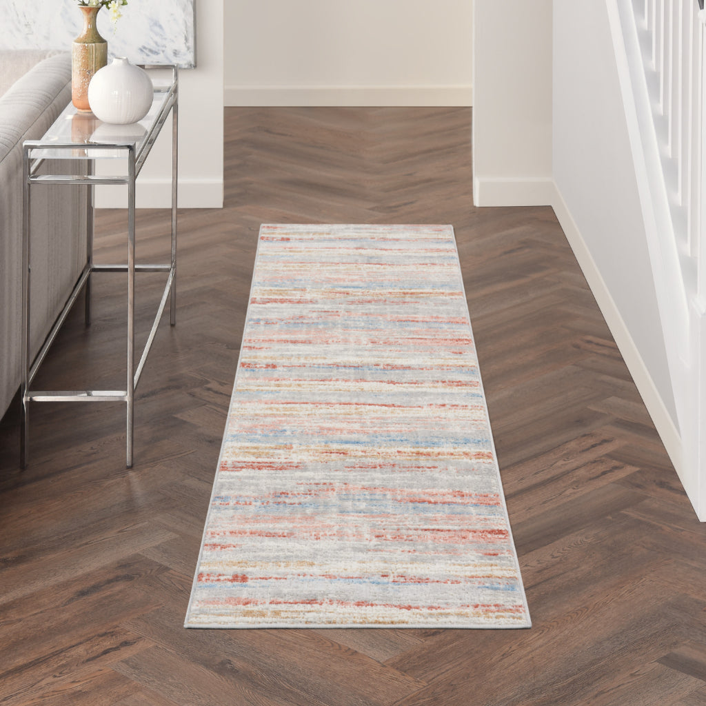 Nourison Home Elation ETN01 Multicolor Indoor Runner - Power Loomed Low Pile Hallway Runner with Abstract Design-