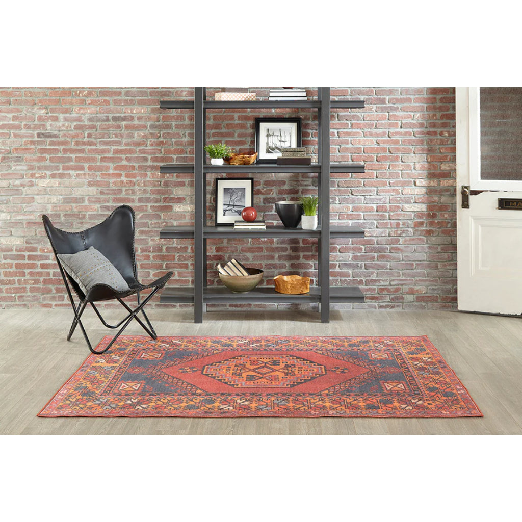 Momeni Afshar AFS-16 Red Machine Woven Persian Style Area Rug & Runner - Comfortable & Elegant Rug Made of 100% Polyester Chenille with Red & Dark Blue Traditional Design-