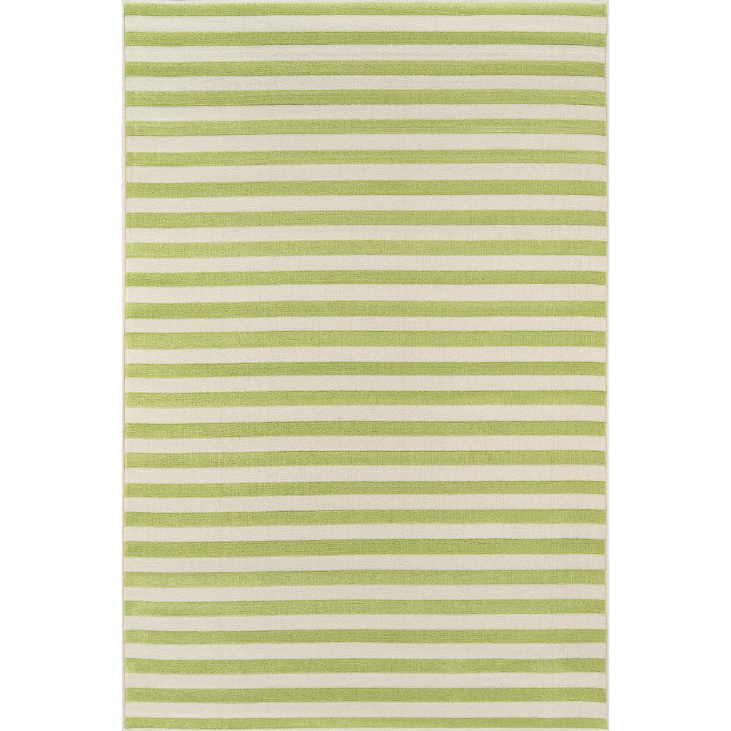 Momeni Baja BAJ-1 Green Indoor / Outdoor Area Rug - Sun and Fade Resistant All-Weather Rug with Low Pile and Striped Design-
