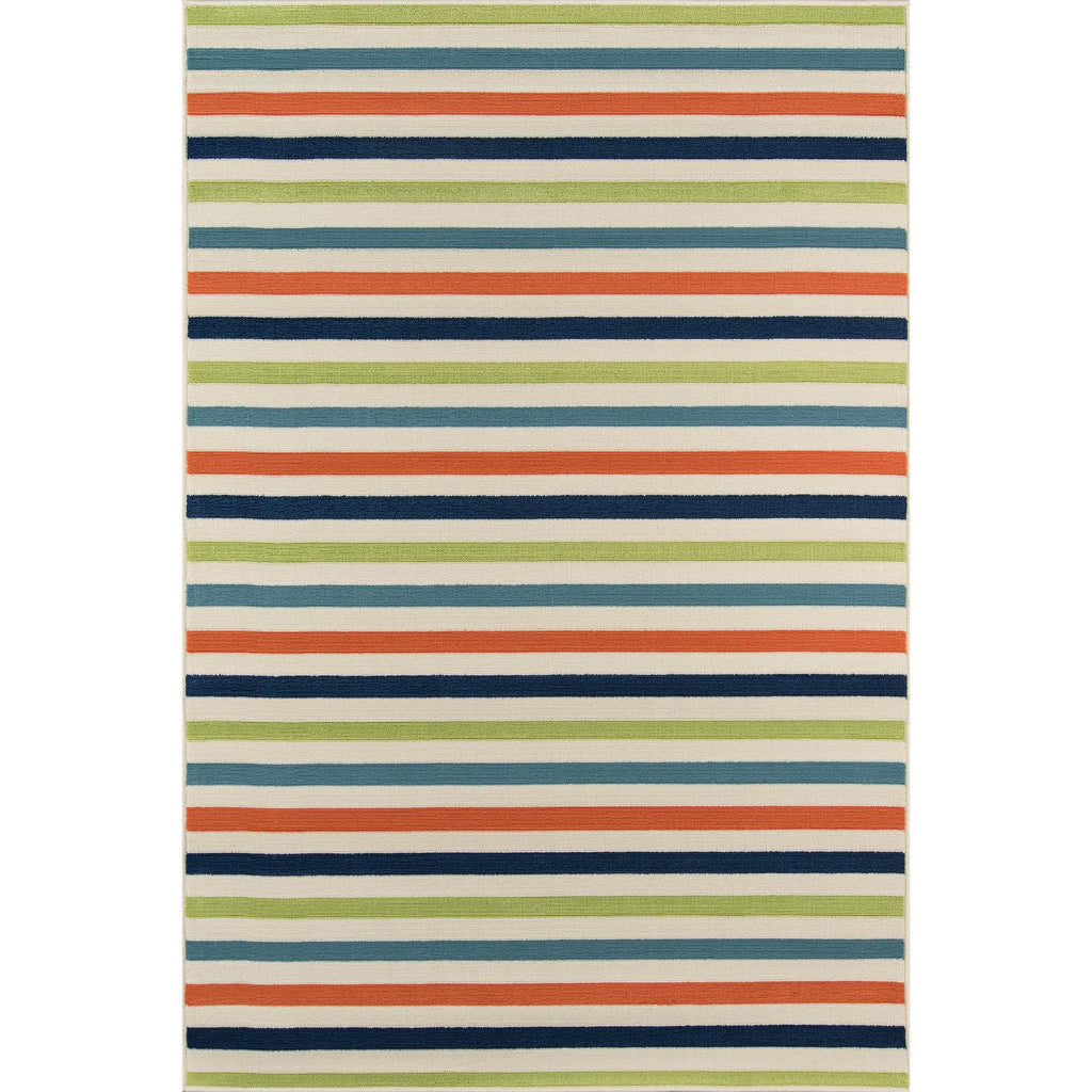 Momeni Baja BAJ-1 Multi Indoor / Outdoor Rug &amp; Runner - Sun and Fade Resistant All-Weather Rug with Low Pile and Striped Design