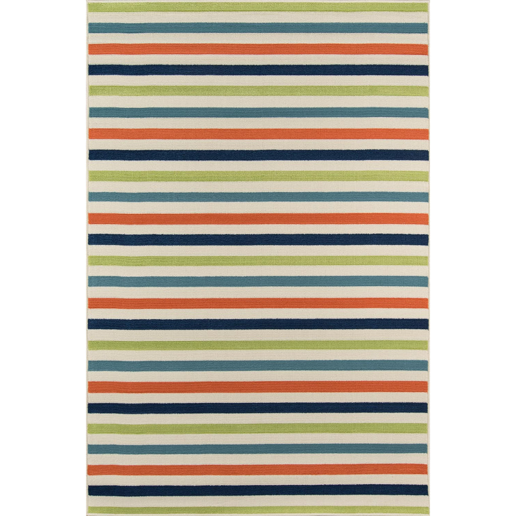 Momeni Baja BAJ-1 Multi Indoor / Outdoor Rug & Runner - Sun and Fade Resistant All-Weather Rug with Low Pile and Striped Design-