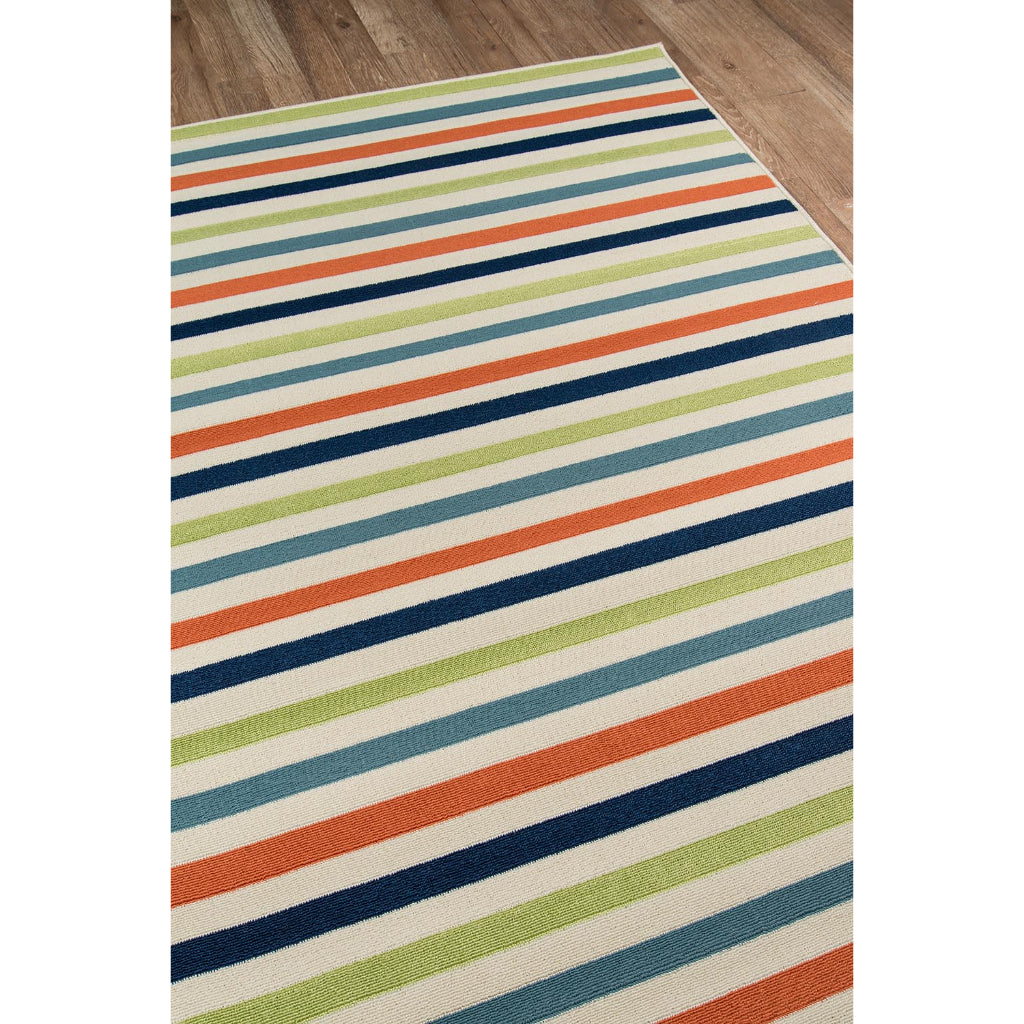 Momeni Baja BAJ-1 Multi Indoor / Outdoor Rug &amp; Runner - Sun and Fade Resistant All-Weather Rug with Low Pile and Striped Design