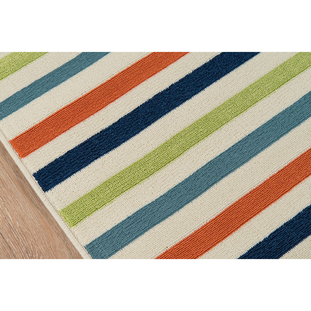 Momeni Baja BAJ-1 Multi Indoor / Outdoor Rug &amp; Runner - Sun and Fade Resistant All-Weather Rug with Low Pile and Striped Design