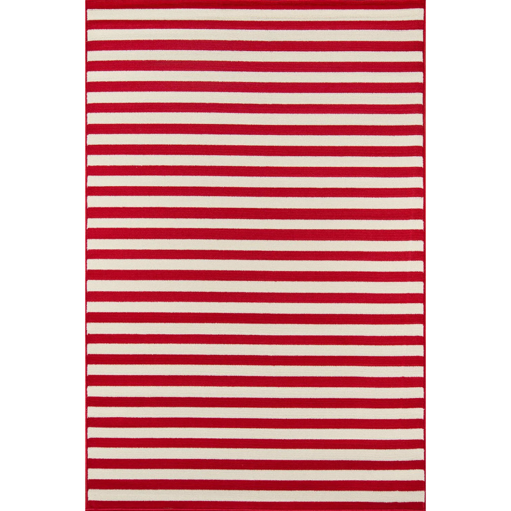 Momeni Baja BAJ-1 Red Indoor / Outdoor Rug & Runner - Sun and Fade Resistant All-Weather Rug with Low Pile and Striped Design-