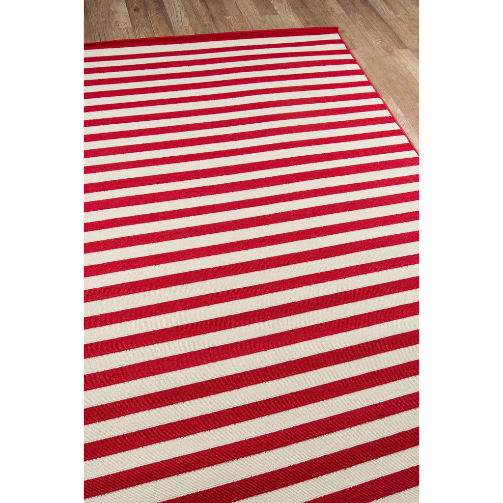 Momeni Baja BAJ-1 Red Indoor / Outdoor Rug & Runner - Sun and Fade Resistant All-Weather Rug with Low Pile and Striped Design-