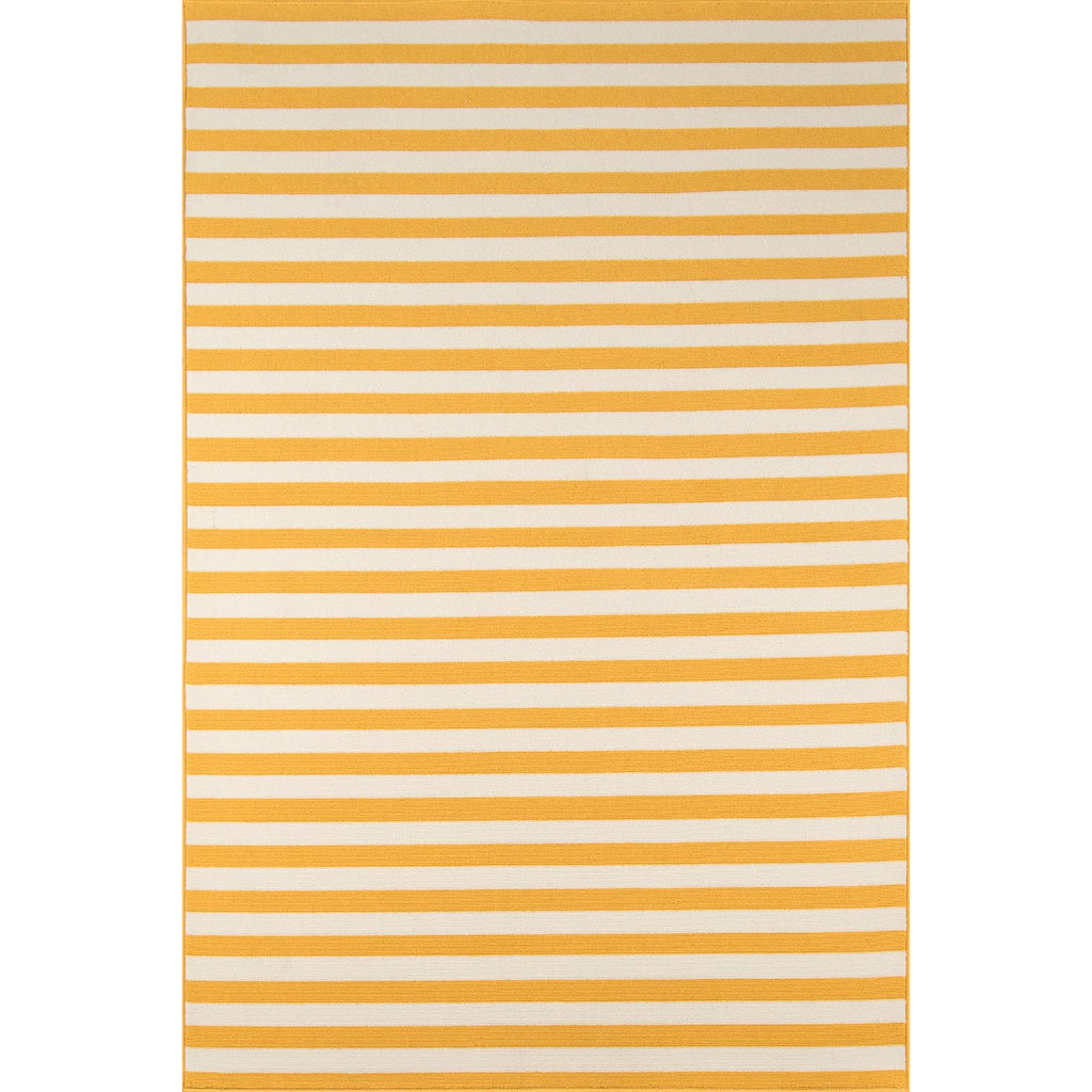 Momeni Baja BAJ-1 Yellow Indoor / Outdoor Rug &amp; Runner - Sun and Fade Resistant All-Weather Rug with Low Pile and Striped Design