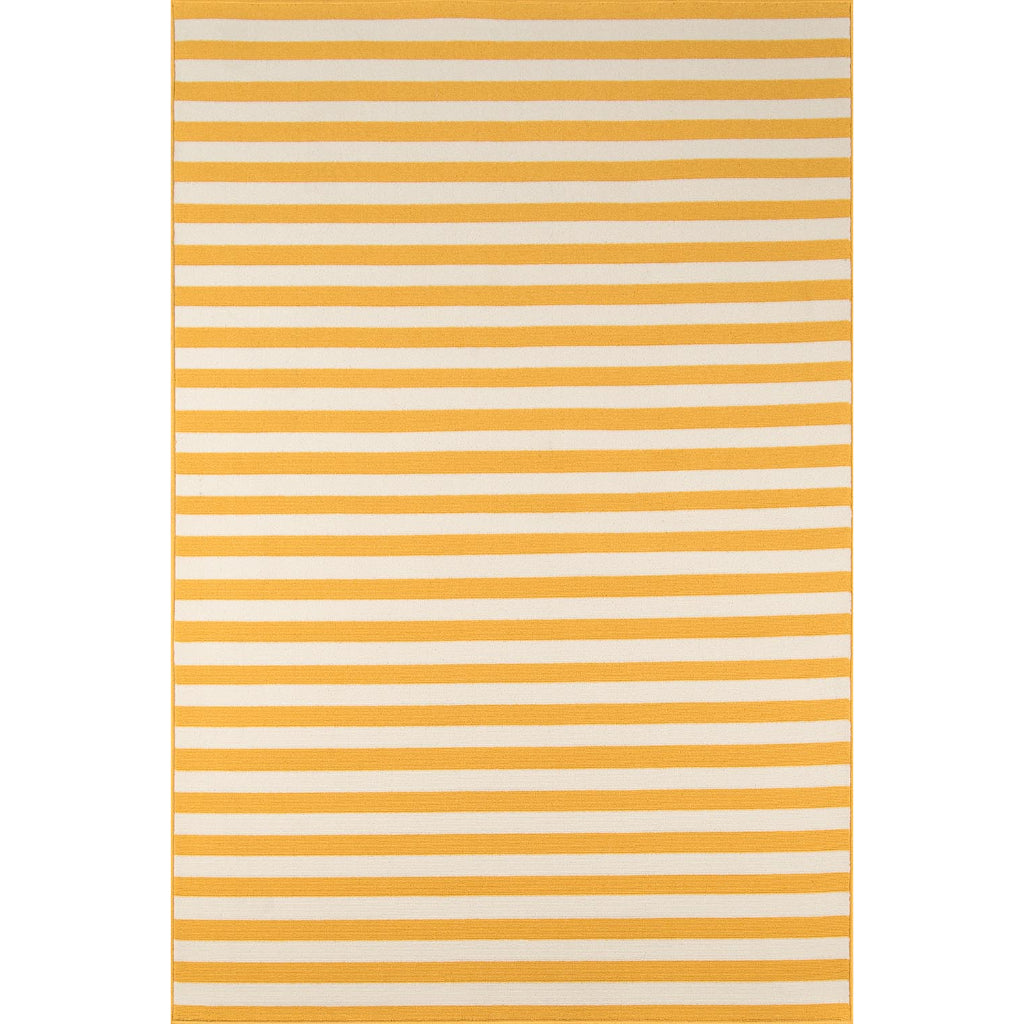Momeni Baja BAJ-1 Yellow Indoor / Outdoor Rug & Runner - Sun and Fade Resistant All-Weather Rug with Low Pile and Striped Design-